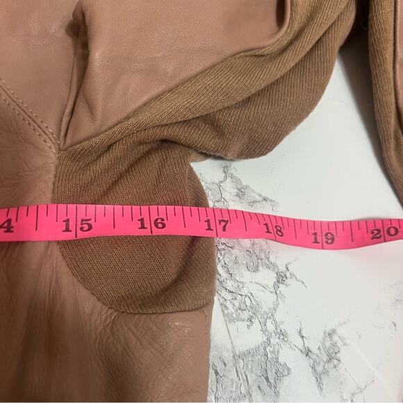 Veda leather motorcycle jacket tan blush Sz M - Picture 6 of 6